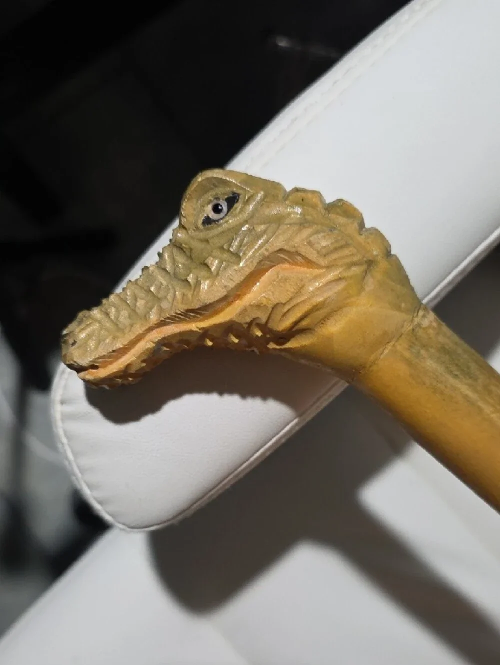 Alligator Hand-Carved Reptile Cane Yellow